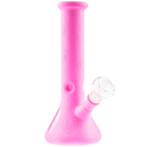 Pink Silicone Bong W/ Leaf Print | Girly Bong For Sale | Free NZ Shipping