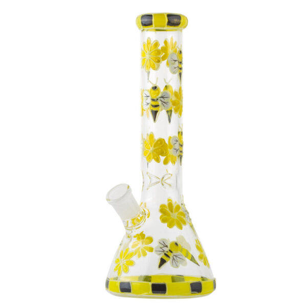 10" Glowing Honeybee Beaker Bong | Water Pipe For Sale | Free NZ Shipping