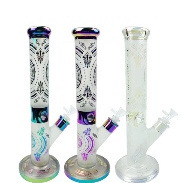14" Printed Straight Tube Glass Water Bong For Sale | Free NZ Shipping