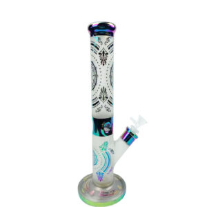 14" Printed Straight Tube Glass Water Bong For Sale | Free NZ Shipping