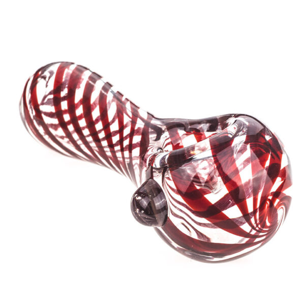 Red Swirl Strips Glass Spoon Pipe | Weed Bowls For Sale |Free NZ Shipping