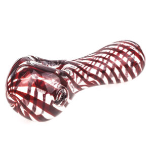 Red Swirl Strips Glass Spoon Pipe | Weed Bowls For Sale |Free NZ Shipping