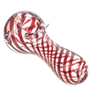 Red Swirl Strips Glass Spoon Pipe | Weed Bowls For Sale |Free NZ Shipping
