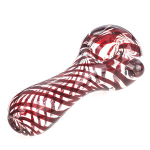 Red Swirl Strips Glass Spoon Pipe | Weed Bowls For Sale |Free NZ Shipping