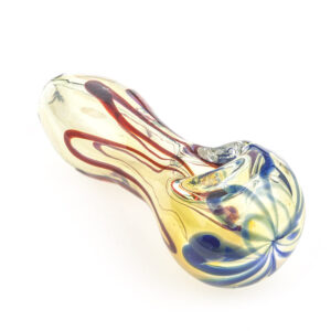 Fumed Glass Pipe w/ Blue Red Stripes | Pipes For Sale | Free NZ Shipping