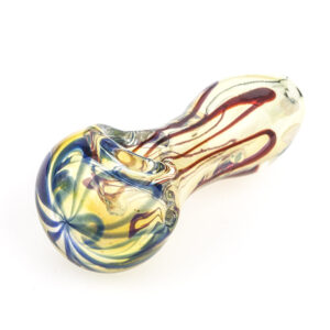 Fumed Glass Pipe w/ Blue Red Stripes | Pipes For Sale | Free NZ Shipping