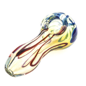 Fumed Glass Pipe w/ Blue Red Stripes | Pipes For Sale | Free NZ Shipping