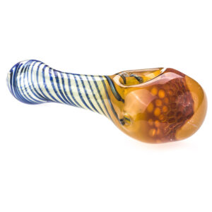 Honeycomb Glass Spoon Pipe w/ Swirl Strips For Sale | Free NZ Shipping
