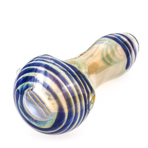 Glass Spoon Pipe w/ Blue Strips | Weed Bowls For Sale | Free NZ Shipping