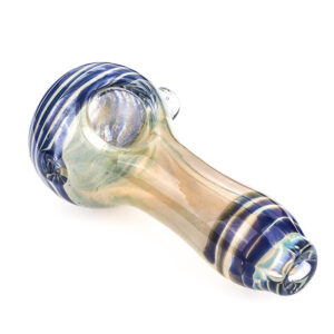 Glass Spoon Pipe w/ Blue Strips | Weed Bowls For Sale | Free NZ Shipping