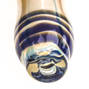 Glass Spoon Pipe w/ Blue Strips | Weed Bowls For Sale | Free NZ Shipping