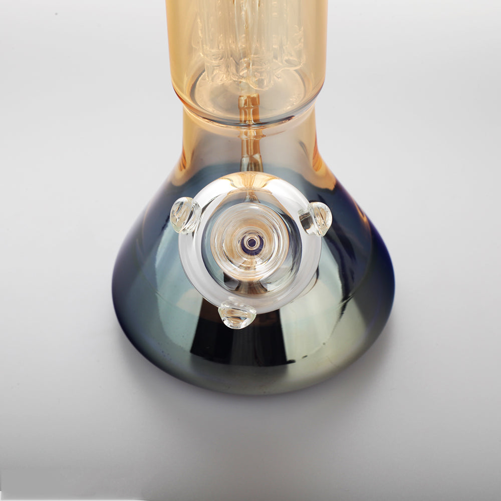16" Tree Perc Gold Colored Beaker Glass Bong For Sale | Free NZ Shipping