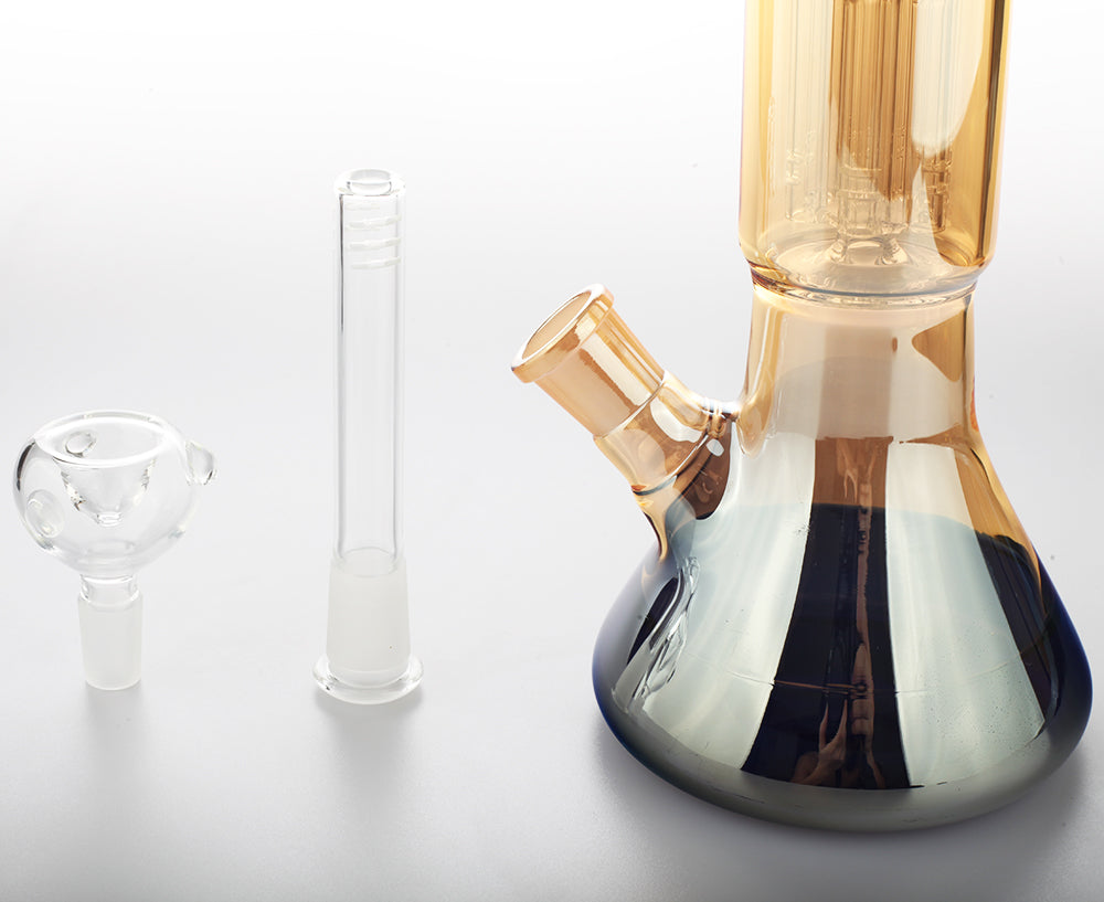 16" Tree Perc Gold Colored Beaker Glass Bong For Sale | Free NZ Shipping