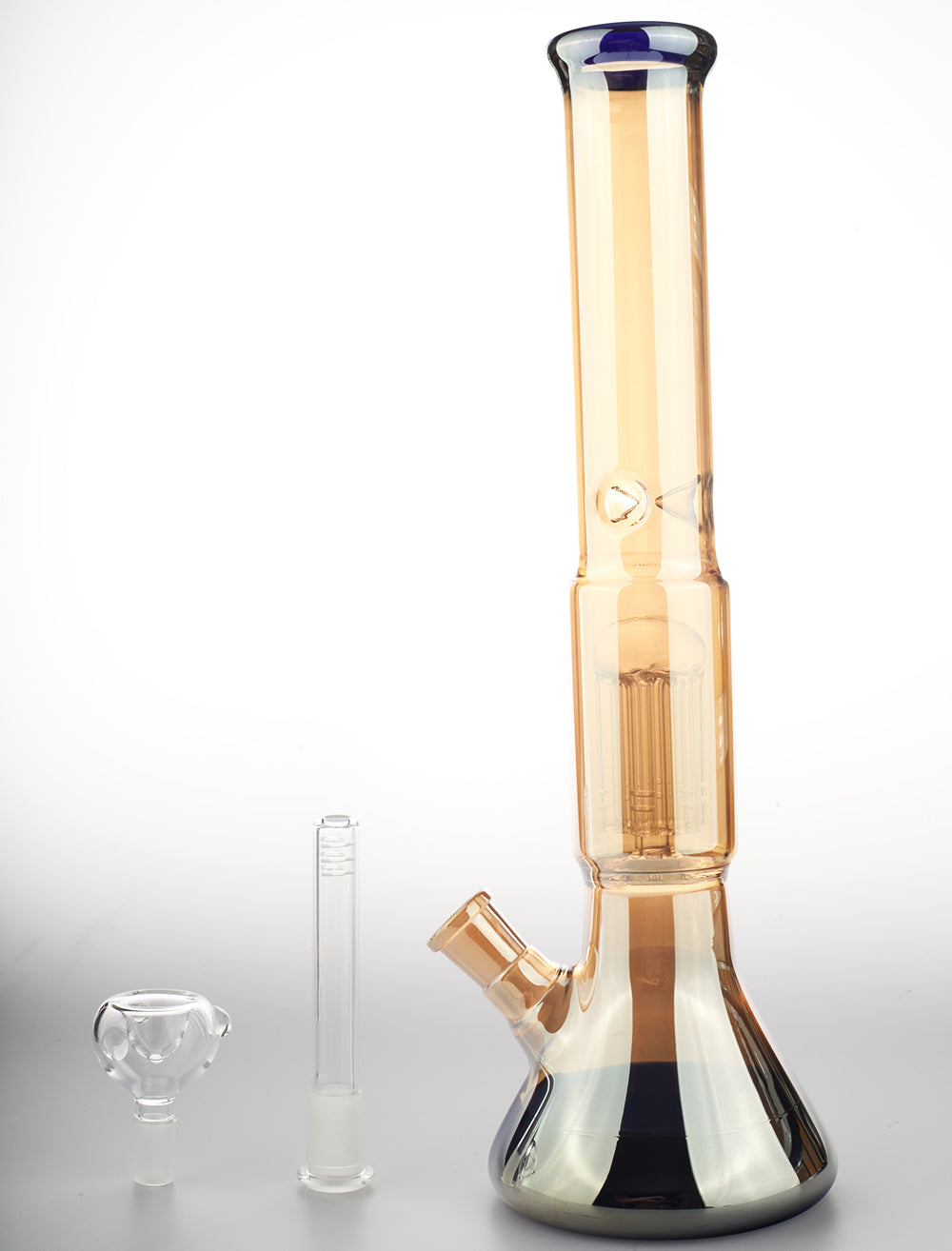 16" Tree Perc Gold Colored Beaker Glass Bong For Sale | Free NZ Shipping