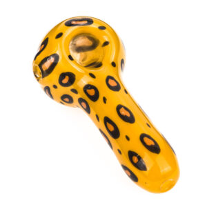 Yellow Glass Pipe with Leopard Print | Pipes For Sale | Free NZ Shipping