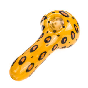 Yellow Glass Pipe with Leopard Print | Pipes For Sale | Free NZ Shipping