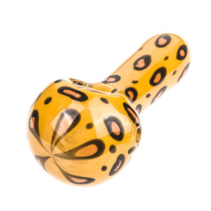 Yellow Glass Pipe with Leopard Print | Pipes For Sale | Free NZ Shipping