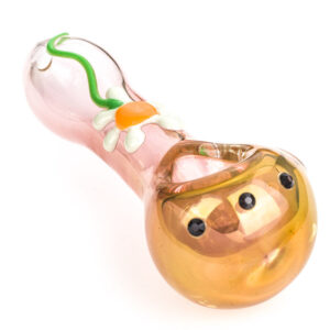 Pink Glass Pipe W/Daisy Flower | Weed Bowls For Sale | Free NZ Shipping