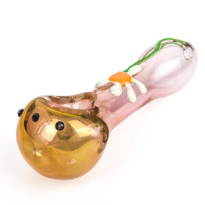 Pink Glass Pipe W/Daisy Flower | Weed Bowls For Sale | Free NZ Shipping