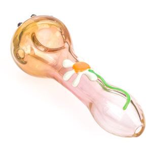 Pink Glass Pipe W/Daisy Flower | Weed Bowls For Sale | Free NZ Shipping
