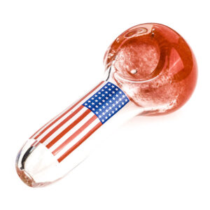 Red Frit Glass Pipe w/ American Flag Pattern For Sale | Free NZ Shipping