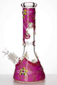13" Flower Artwork Beaker Bong | Glass Bongs For Sale | Free NZ Shipping