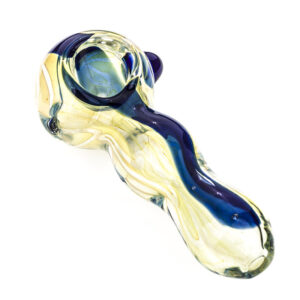 Glass Spoon Pipe w/ Blue Stripe | Weed Bowls For Sale | Free NZ Shipping