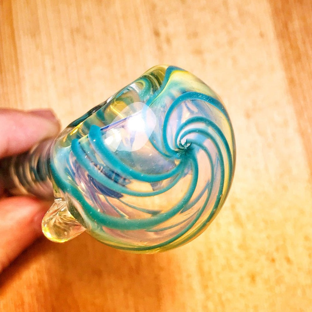 Turquoise Spiral Glass Pipe | Weed Bowls For Sale | Free NZ Shipping