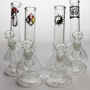 8″ glass water bong with bowl stem