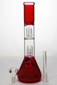12″ double dome percolator patterned beaker water bong