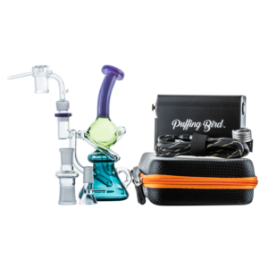 7.5" Colored Recycler Glass Dab Rig w/ Quartz Enail Dab Kit For Sale