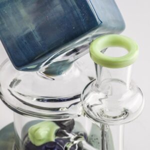 8.5" Blue Cube Glass Dab Rig w/ Lookah Q7 Electric Dab Nail Set | SALE