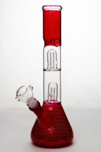 12″ double dome percolator patterned beaker water bong