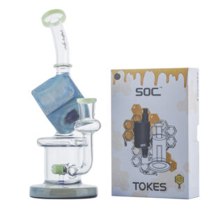 8" Blue Cube Glass Dab Rig w/ SOC Tokes Vaporizer Set | Free NZ Shipping