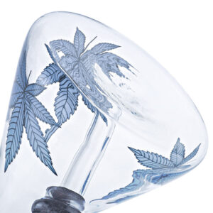 8″ Glass Beaker Bong W/ Marijuana Leaf