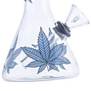 8" Glass Beaker Bong W/ Marijuana Leaf | Bongs For Sale | Free NZ Shipping