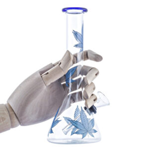 8" Glass Beaker Bong W/ Marijuana Leaf | Bongs For Sale | Free NZ Shipping
