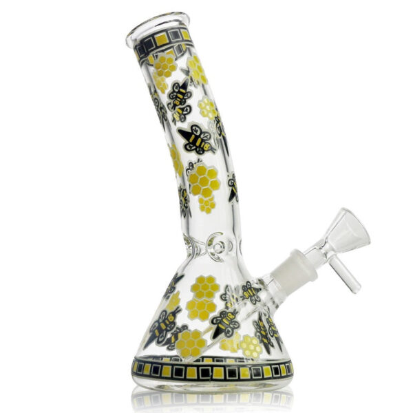 8" Glow-In-The-Dark Honeybee Beaker Bong For Sale | Free NZ Shipping