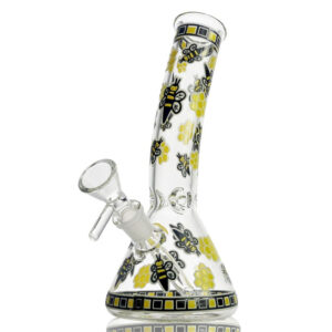8" Glow-In-The-Dark Honeybee Beaker Bong For Sale | Free NZ Shipping