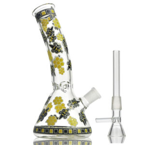 8" Glow-In-The-Dark Honeybee Beaker Bong For Sale | Free NZ Shipping