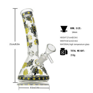 8" Glow-In-The-Dark Honeybee Beaker Bong For Sale | Free NZ Shipping