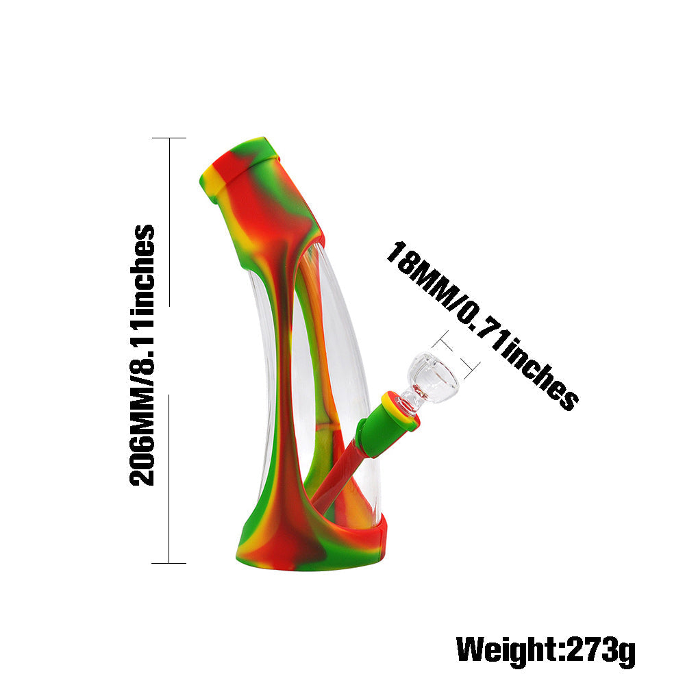 8" Horn Glass Silicone Bong | Portable Bongs For Sale | Free NZ Shipping