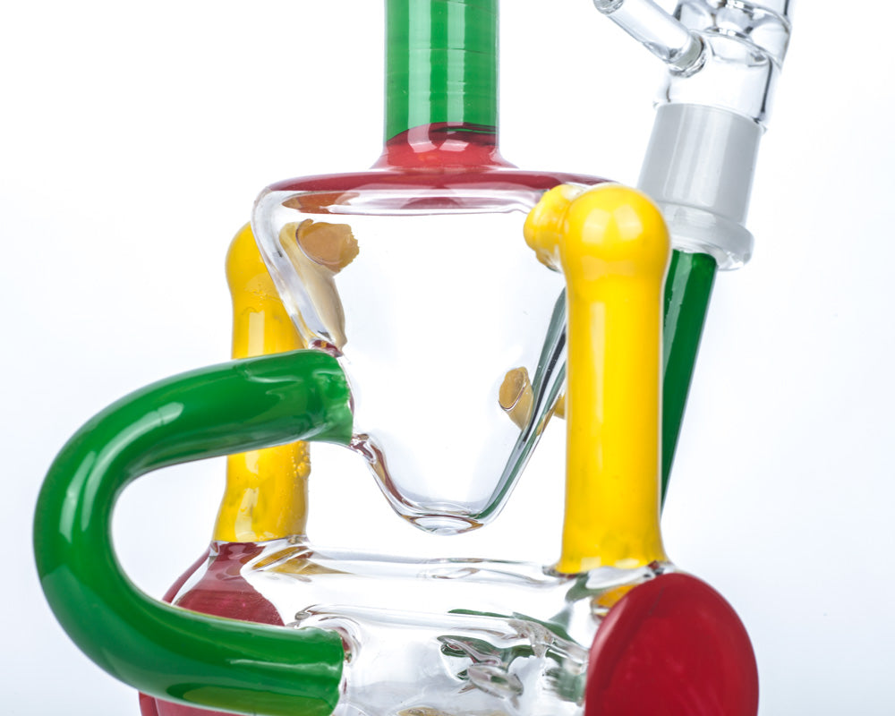 8" Rasta Glass Recycler Bong | Portable Bongs For Sale | Free NZ Shipping