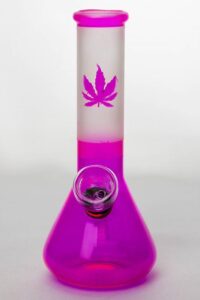 6″ Two tone color pink glass water bong