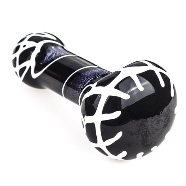 Black Glass Pipe White Stripes  Spoon Pipes For Sale  Free NZ Shipping