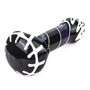 Black Glass Pipe White Stripes  Spoon Pipes For Sale  Free NZ Shipping