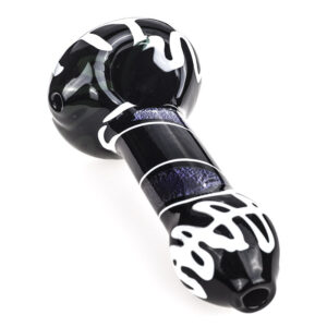 Black Glass Pipe White Stripes  Spoon Pipes For Sale  Free NZ Shipping