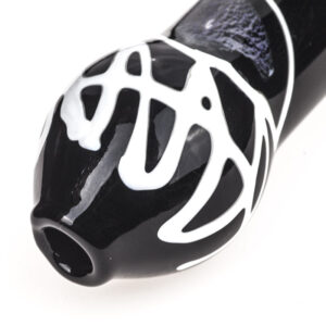 Black Glass Pipe White Stripes  Spoon Pipes For Sale  Free NZ Shipping
