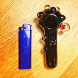 Black Glass Spoon Pipe Marble Grips | Pipes For Sale | Free NZ Shipping