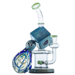 Blue Cube Glass Dab Rig w/ Octopus Glass Weed Pipe Set | Free NZ Shipping